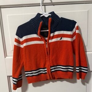 Nautica Kids' Orange and Navy Striped Sweater